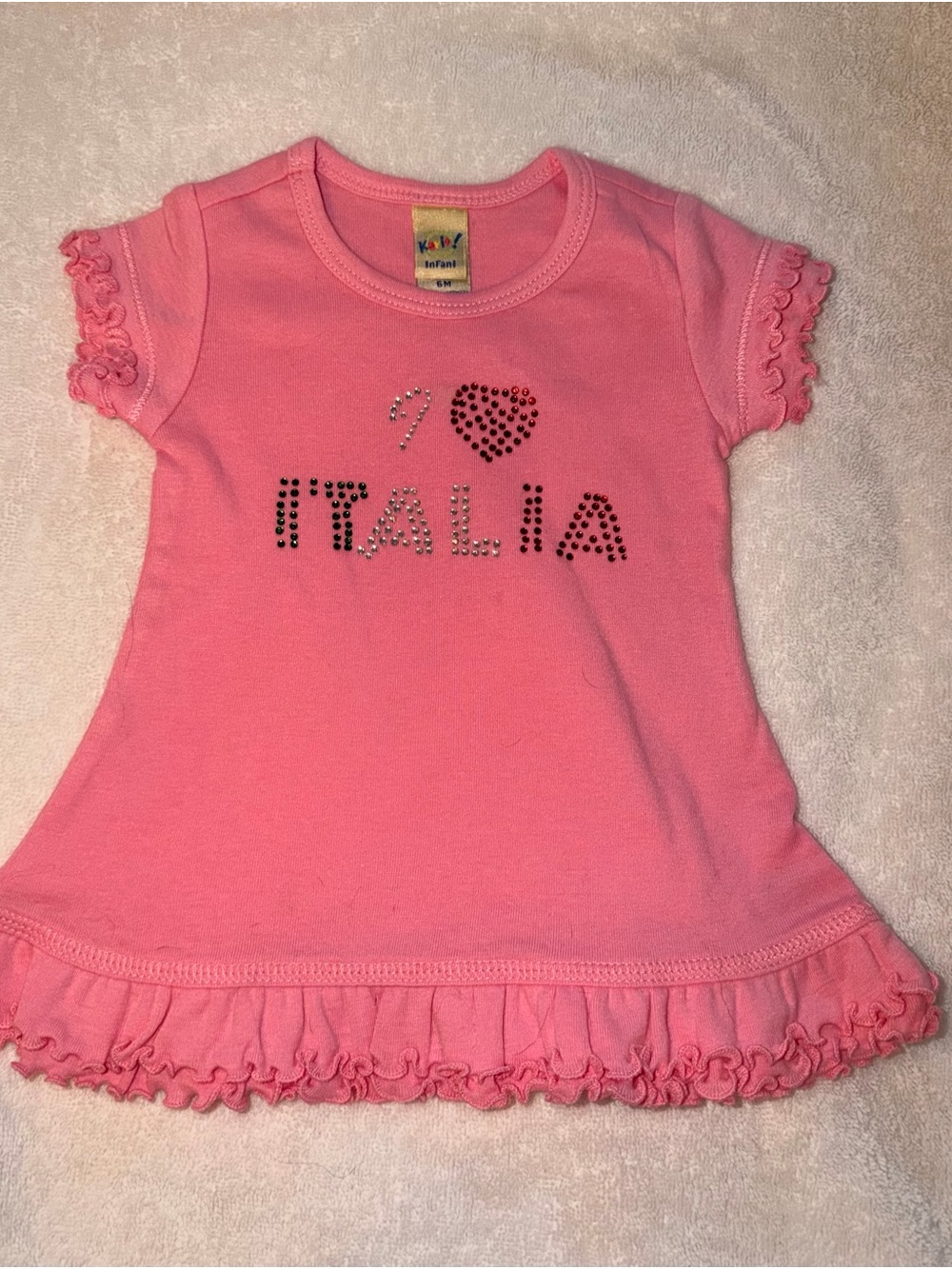 Pink "I ♥ Italia" Rhinestone Baby Dress